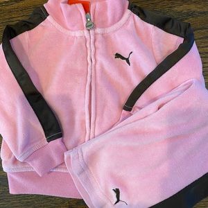 Puma Pink Velour Infant Zip Up Tracksuit 12m